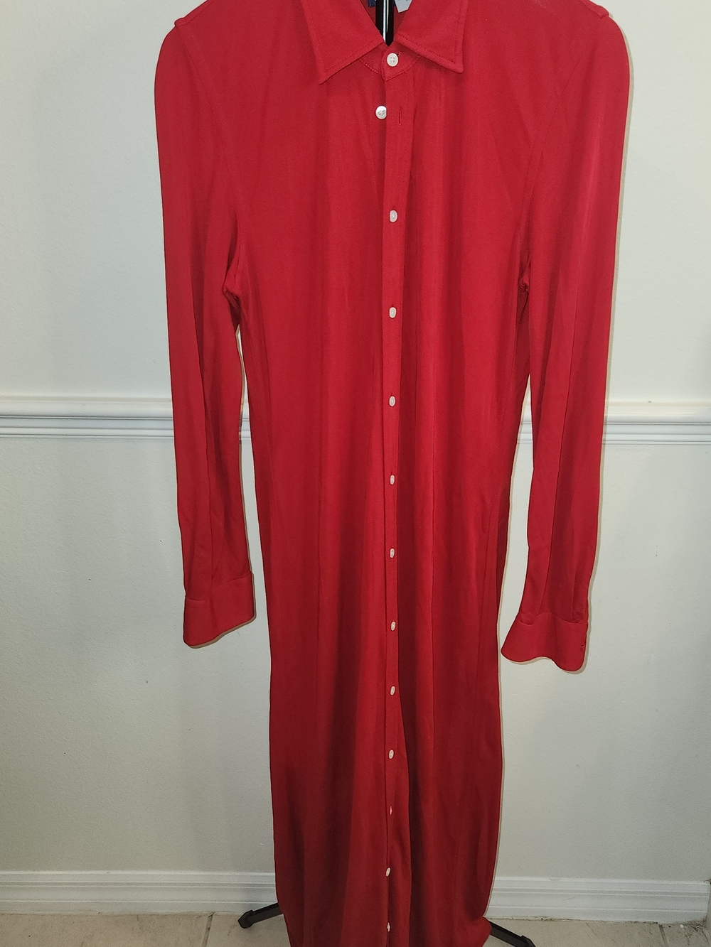 Polo Ralph Lauren Women's Red Long Sleeve Button-Front Shirtdress Size L